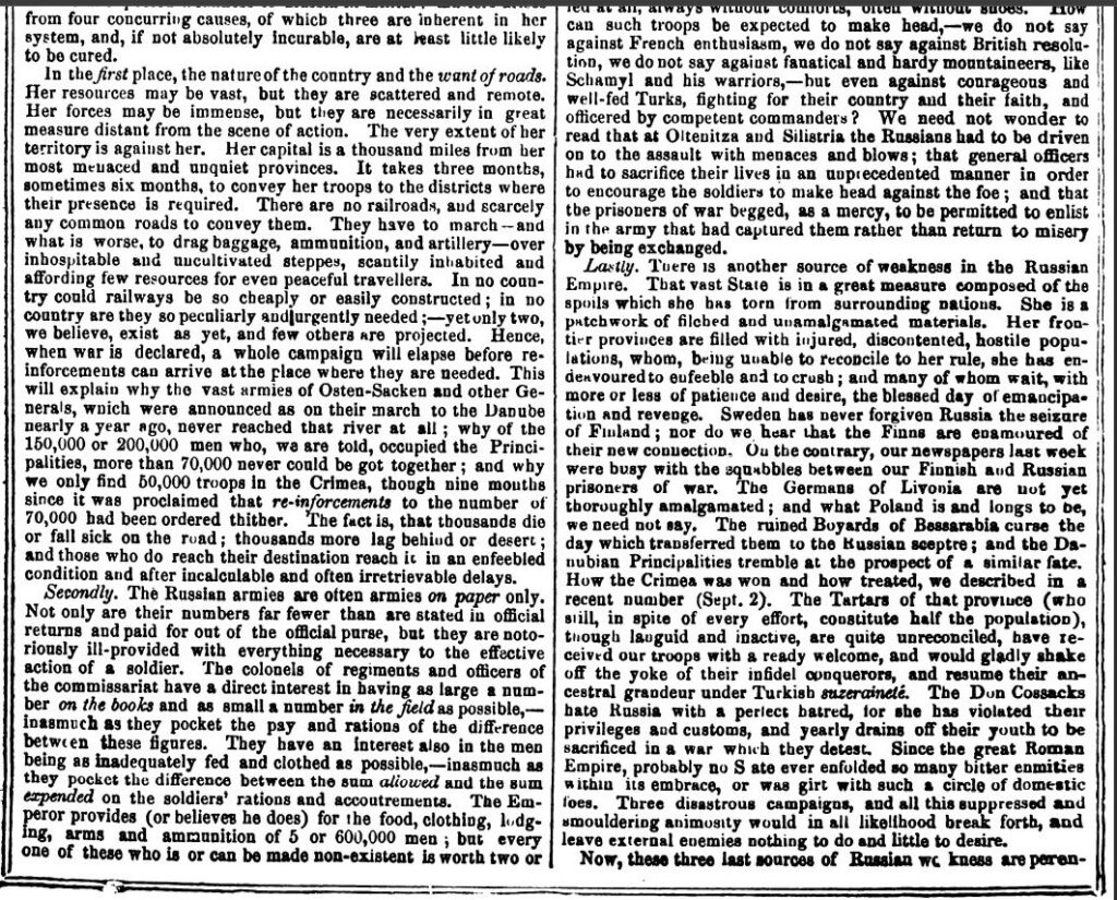 The Economist's article in 1854 on the Crimean War could be written today with zero changes 93 Econ 3