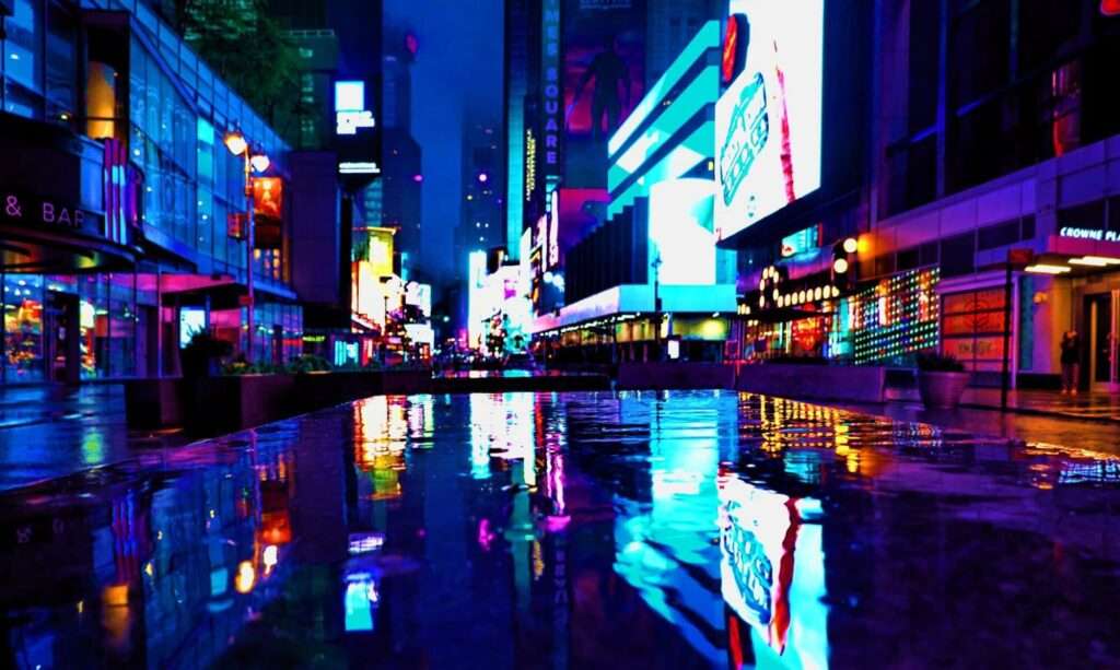 cropped NYC Times Square Reflection