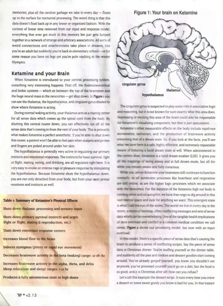 Ketamine: Metaprogramming from within the Eye of the Storm, plus 4 back issues of the Resonance Project on PDF | TRP 1997 92 TRP 2.15 K3