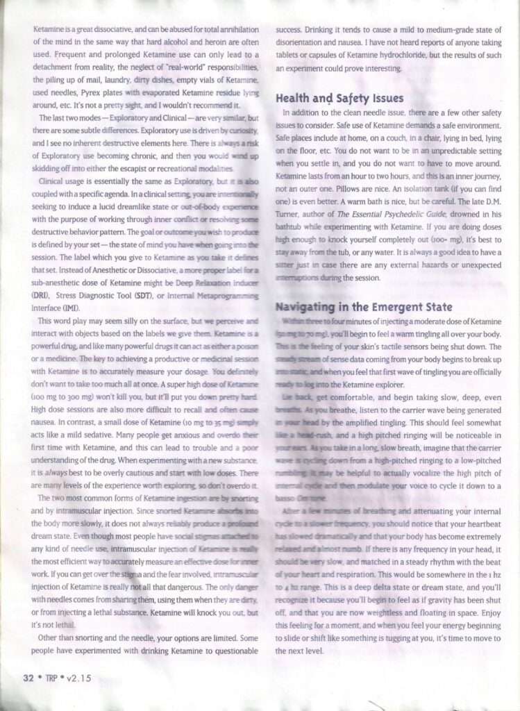 Ketamine: Metaprogramming from within the Eye of the Storm, plus 4 back issues of the Resonance Project on PDF | TRP 1997 94 TRP 2.15 K5